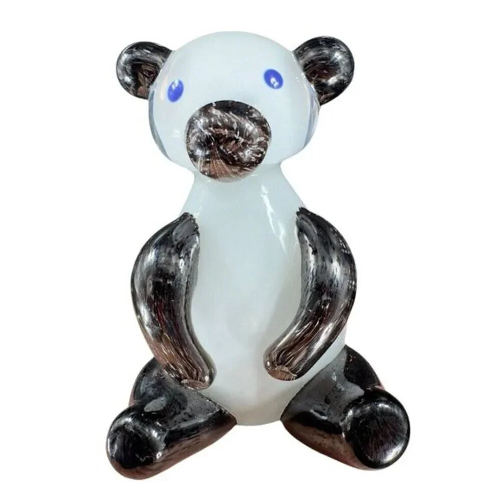 Hand Blown Venetian Glass Italian Teddy Bear Figurine Paperweight Handmade Glass